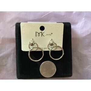 4108 NIP MK Jewelry S925 Sterling Silver Double Knocker Circles Hoops Studs